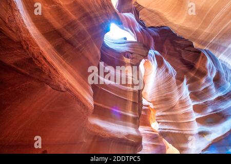 Upper Antelope Canyon Light Rays dans la réserve Navajo près de page, Arizona USA. Banque D'Images