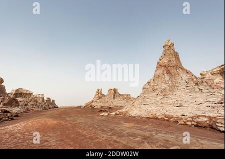 Les sources et les bassins de soufre ou de soufre et les formations rocheuses dans la dépression de Danakil à Afar, en Éthiopie Banque D'Images