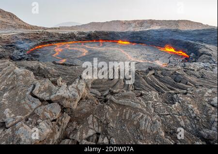 ERTA Ale volcan de bouclier basaltique continuellement actif dans l'Afar Région du nord de l'Éthiopie Banque D'Images