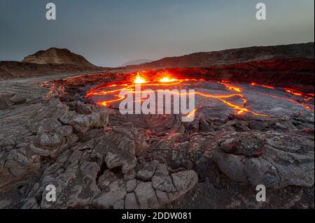 ERTA Ale volcan de bouclier basaltique continuellement actif dans l'Afar Région du nord de l'Éthiopie Banque D'Images