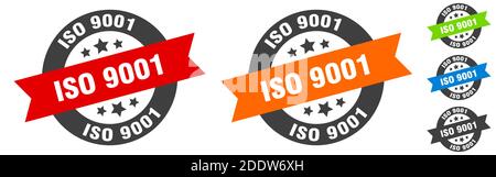 timbre iso 9001. autocollant ruban rond iso 9001. étiquette Illustration de Vecteur