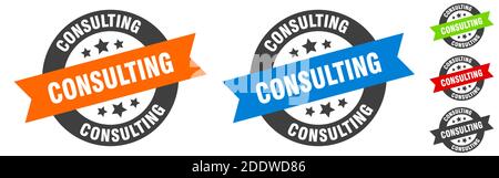 timbre-conseil. ruban-autocollant rond-conseil. étiquette Illustration de Vecteur