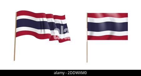 Drapeau du Royaume de Thaïlande, haut en couleur et naturaliste. Illustration vectorielle. Illustration de Vecteur