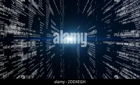 Blocs de code de programme volant dans l'espace virtuel Banque D'Images
