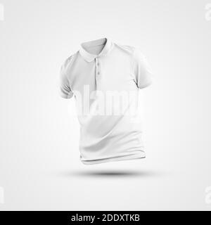 Maquette de polo blanche en 3D, pour la présentation de votre conception, motif, impression, vue de face. T-shirt tendance pour homme isolé sur fond. St Banque D'Images