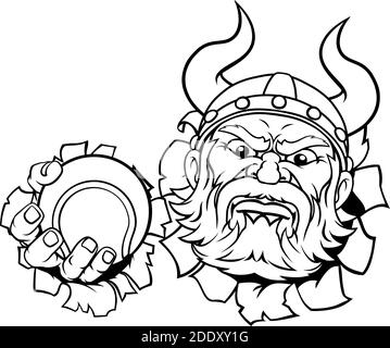 Viking tennis ball Sports Mascot Cartoon Illustration de Vecteur