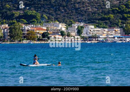 Vue générale de Palaia Fochaia sur la Côte d'Azur athénienne en Grèce Attique - photo: Geopix Banque D'Images