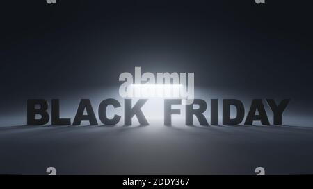 Texte du Vendredi noir avec rétroéclairage blanc fort, design futuriste, animation également disponible dans le portefeuille Banque D'Images