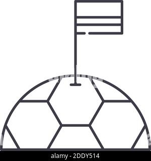 Icône drapeau football, illustration isolée linéaire, vecteur ligne mince, signe web design, symbole de concept de contour avec contour modifiable sur fond blanc. Illustration de Vecteur