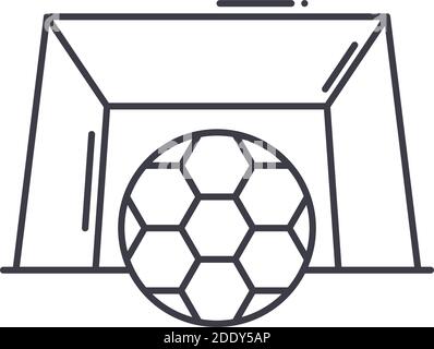 Icône de jeu de football, illustration isolée linéaire, vecteur ligne mince, signe web design, symbole de concept de contour avec trait modifiable sur fond blanc. Illustration de Vecteur