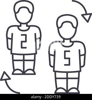 Icône football change, illustration linéaire isolée, vecteur ligne mince, signe web design, symbole de concept de contour avec contour modifiable sur fond blanc Illustration de Vecteur