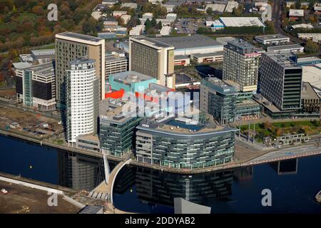 Photographie aérienne Manchester - Trafford Park et Salford Quays Banque D'Images