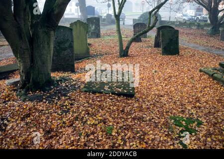 Feuilles tombées en automne, chantier naval de Saint-Nicolas, Warwick, Warwickshire, Angleterre, Royaume-Uni Banque D'Images