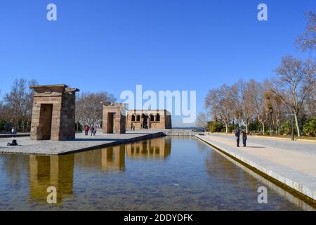 Espagne, Madrid, 16.02.2012. Temple de Debod (Templo de Debod) ancien temple égyptien démantelé et reconstruit à Madrid, en Espagne Banque D'Images