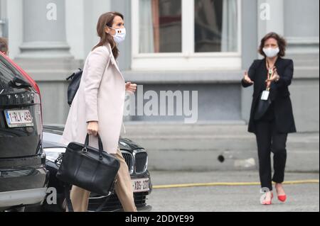 La ministre des Affaires étrangères Sophie Wilmes en photo arrivant pour une réunion du comité consultatif avec les ministres du gouvernement fédéral, le reg Banque D'Images