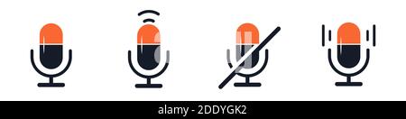 Ensemble d'icônes de microphone vectoriel isolées sur fond blanc. Icône de vecteur vocal, enregistrer.icône de microphone rétro Illustration de Vecteur