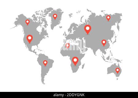 Collection de pointeurs de position sur la carte du monde Illustration de Vecteur