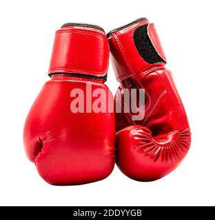 Gant de boxe isolé sur fond blanc avec passe-cheveux Banque D'Images