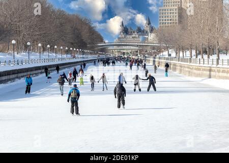 Patinage sur glace sur la plus longue patinoire du monde Banque D'Images