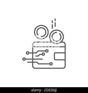 portefeuille numérique couleur créative, ligne, contour signe vectoriel, pictogramme de style linéaire isolé sur blanc. Symbole, illustration du logo Illustration de Vecteur