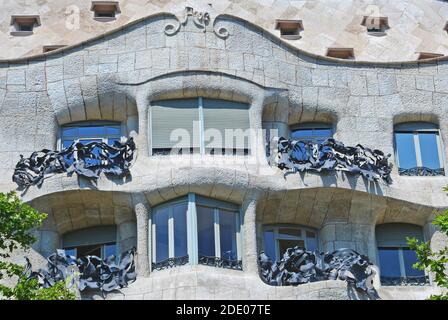 Casa Mila (la Pedrera) par Antonio Gaudi, Barcelone, Catalogne, Espagne Banque D'Images