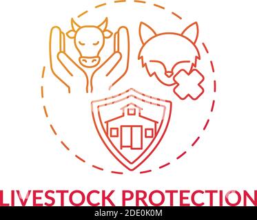 Icône de concept de gradient rouge pour la protection du bétail Illustration de Vecteur