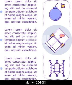 Utilisation d'explosifs, pièges et filets concept icône avec texte Illustration de Vecteur