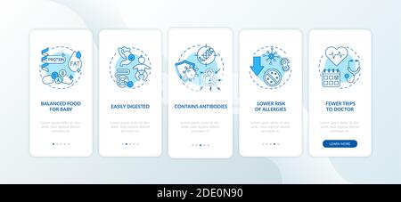Avantages de l'allaitement maternel intégration de l'écran de la page d'application mobile avec des concepts Illustration de Vecteur