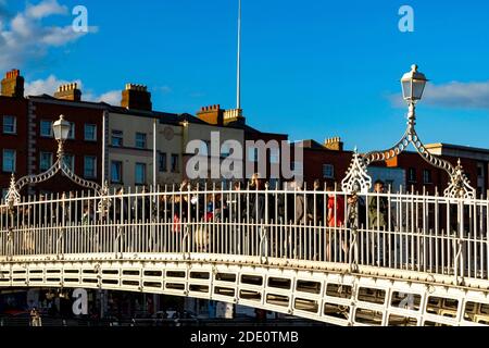 Pont d'ha'Penny à Temple Bar, Dublin, Irlande Banque D'Images