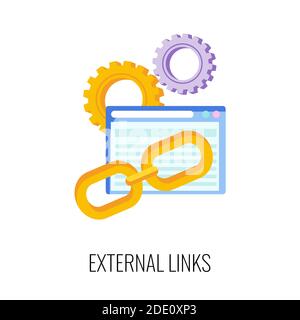 Icône plate de lien externe. SEO, augmenter la quantité et la qualité du trafic Illustration de Vecteur