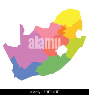 Carte politique colorée de l'Afrique du Sud, RSA. Divisions administratives - provinces. Carte vectorielle simple et vierge Illustration de Vecteur