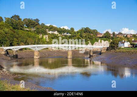 Pont au-dessus de la rivière Wye, passage frontalier de Gloucestershire, Angleterre et Monbucshire, Chepstow, Monbucshire, pays de Galles, Royaume-Uni, Europe Banque D'Images