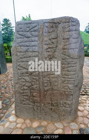 Scalones sculptées, site classé au patrimoine mondial de l'UNESCO, Jelling Stones, Jelling, Danemark, Scandinavie, Europe Banque D'Images