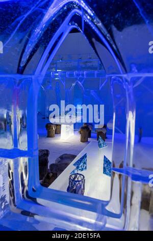 Restaurant dans le château de neige, Kemi, Finlande, Europe Banque D'Images