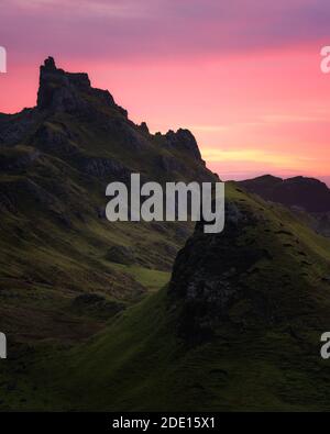 Lever du soleil au Quiraing, île de Skye, Hébrides intérieures, Écosse, Royaume-Uni, Europe Banque D'Images