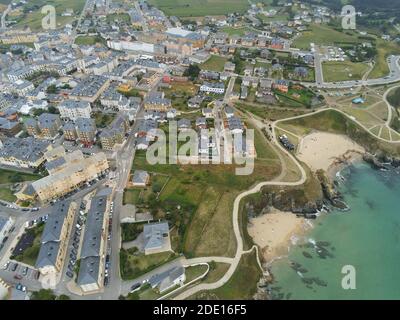 Une vue aérienne de la municipalité de Tapia de Casariego dans Asturies, Espagne Banque D'Images