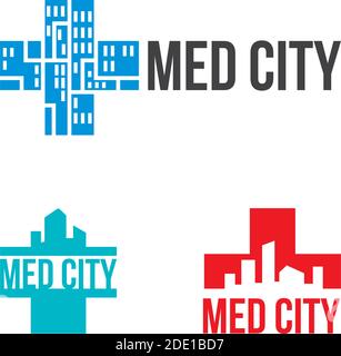 Définir logo médecine ville modèle design vecteur Illustration de Vecteur