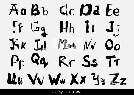 Jeu de lettres majuscules et minuscules isolées. Illustration de Vecteur