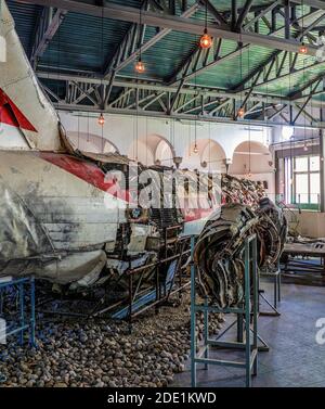 Musée de la mémoire de Bologne.le fuselage de la DC9 abattu dans le ciel d'Ustica dans la soirée du 27 juin 1980 Banque D'Images