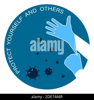icône colorée, logo. Des gants en caoutchouc sont portés sur les mains pour se protéger contre les virus et les bactéries. Vous protéger et protéger les autres. Vecteur isolé Illustration de Vecteur
