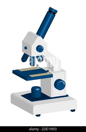 Microscope médical 3D réaliste. Équipement pour la recherche scientifique. Élément de présentation. Vecteur isolé sur fond blanc Illustration de Vecteur