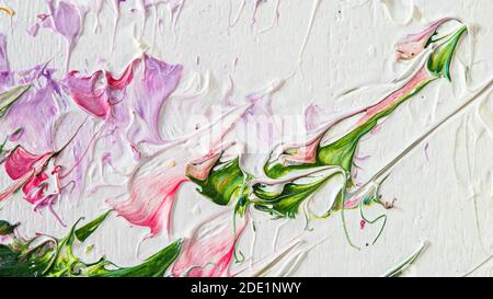 Peinture à l'huile colorée sur toile. Arrière-plan artistique abstrait. Fragment d'art moderne. Pinceau de peinture. Banque D'Images