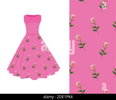 Robe d'été à motif roses. Illustration vectorielle Illustration de Vecteur