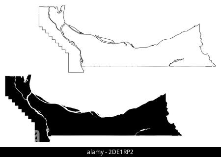 Comté de Multnomah, État de l'Oregon (comté des États-Unis, États-Unis d'Amérique, États-Unis, États-Unis, États-Unis) carte illustration vectorielle, scribble esquisse carte de Multnomah Illustration de Vecteur