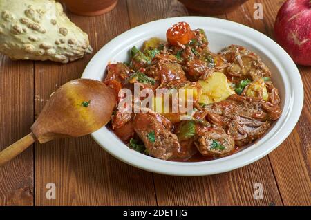 Birmingham Balti - variété de curry de viande d'agneau ou de chèvre préparée avec de la viande, des légumes ou du poisson, créée au Royaume-Uni, Banque D'Images