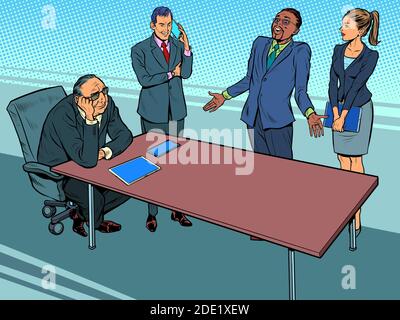 Réunion d'affaires au bureau. Hommes d'affaires et femmes d'affaires multiethniques Illustration de Vecteur
