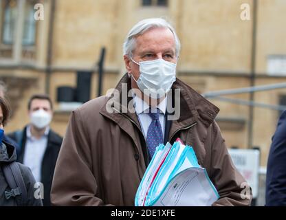 Londres, Royaume-Uni. 28 novembre 2020. Le négociateur en chef de l'UE, Michel Barnier, à Londres pour les entretiens de l'UE avec Sir David Frost. Crédit : Mark Thomas/Alay Live News Banque D'Images