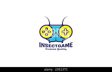 insecte avec joystick jeux logo vecteur icône illustration design Illustration de Vecteur