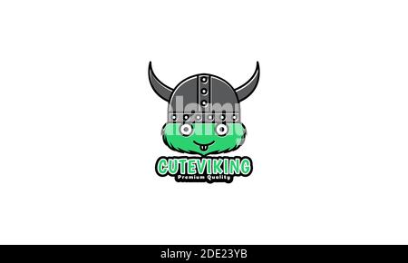 Mignon Monstre De Dessin Anime Tete Heureuse Avec Le Logo De Casque Viking Vecteur Illustration D Icone Image Vectorielle Stock Alamy
