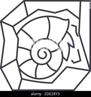 Icône fossile, illustration isolée linéaire, vecteur ligne mince, signe de conception Web, symbole de concept de contour avec contour modifiable sur fond blanc. Illustration de Vecteur